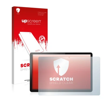 Vorderseite einer Produktverpackung mit dem Markenlogo upscreen. Daneben ist das Gerät Lenovo Tab P11 5G mit dem zugehörigen D