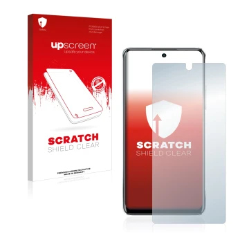 Vorderseite einer Produktverpackung mit dem Markenlogo upscreen. Daneben ist das Gerät Infinix Note 11 Pro mit dem zugehörigen