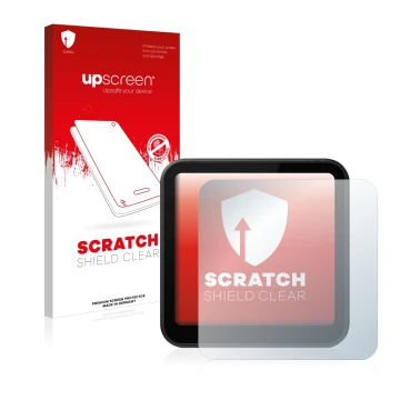 Vorderseite einer Produktverpackung mit dem Markenlogo upscreen. Daneben ist das Gerät DJI Action 2 mit dem zugehörigen Displa