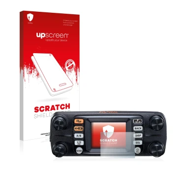Vorderseite einer Produktverpackung mit dem Markenlogo upscreen. Daneben ist das Gerät Yaesu FTM-300DE mit dem zugehörigen Dis