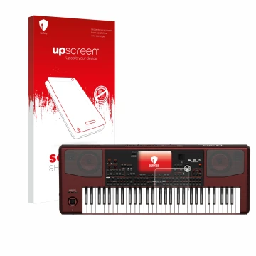 Vorderseite einer Produktverpackung mit dem Markenlogo upscreen. Daneben ist das Gerät KORG Pa1000 mit dem zugehörigen Display