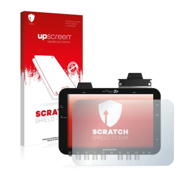 Vorderseite einer Produktverpackung mit dem Markenlogo upscreen. Daneben ist das Gerät Convergent Design Odyssey 7Q+ mit dem z
