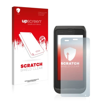 Vorderseite einer Produktverpackung mit dem Markenlogo upscreen. Daneben ist das Gerät Honeywell CT45 XP mit dem zugehörigen D