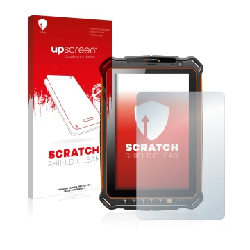 Vorderseite einer Produktverpackung mit dem Markenlogo upscreen. Daneben ist das Gerät i.safe MOBILE IS930.1 mit dem zugehörig