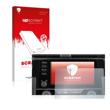Vorderseite einer Produktverpackung mit dem Markenlogo upscreen. Daneben ist das Gerät Honda Civic 2021 Connect Infotainment 7