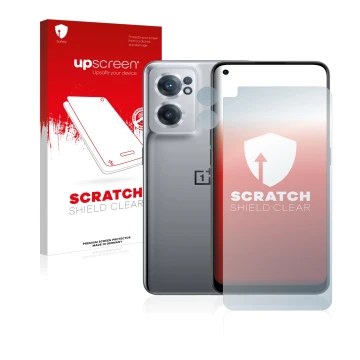 Vorderseite einer Produktverpackung mit dem Markenlogo upscreen. Daneben ist das Gerät OnePlus Nord CE 2 5G (Display+Kamera) m