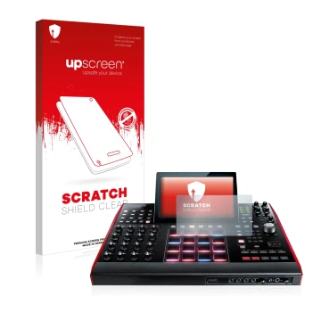 Vorderseite einer Produktverpackung mit dem Markenlogo upscreen. Daneben ist das Gerät Akai MPC X 10.1