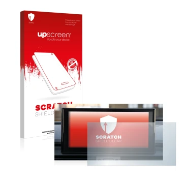 Vorderseite einer Produktverpackung mit dem Markenlogo upscreen. Daneben ist das Gerät Audi Q5 2021 MMI Navigation Plus 10.1