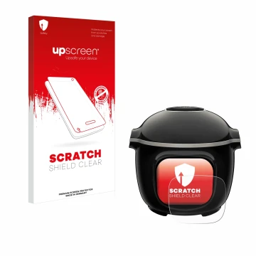 Vorderseite einer Produktverpackung mit dem Markenlogo upscreen. Daneben ist das Gerät Krups Cook4me Touch Wifi mit dem zugehö