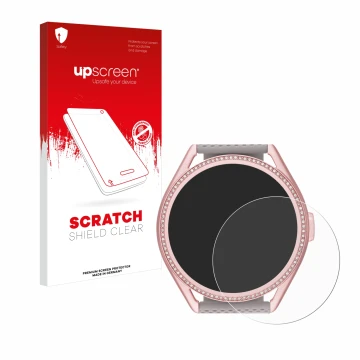Vorderseite einer Produktverpackung mit dem Markenlogo upscreen. Daneben ist das Gerät Michael Kors Access MKGO Gen 5E MKT 511