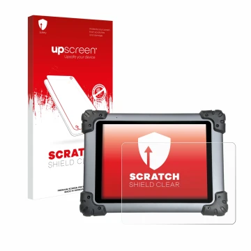 Vorderseite einer Produktverpackung mit dem Markenlogo upscreen. Daneben ist das Gerät Autel MaxiSys MS908S mit dem zugehörige