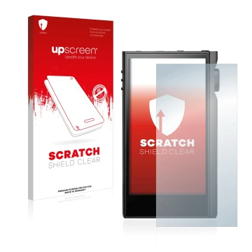 Vorderseite einer Produktverpackung mit dem Markenlogo upscreen. Daneben ist das Gerät Astell&Kern Kann Max mit dem zugehörige