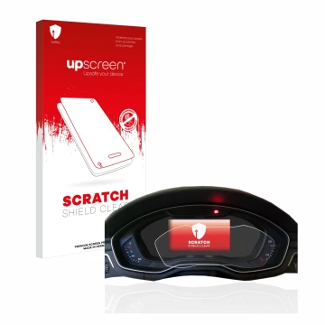 Vorderseite einer Produktverpackung mit dem Markenlogo upscreen. Daneben ist das Gerät Audi A4 B9 2017 Virtual Cockpit mit dem