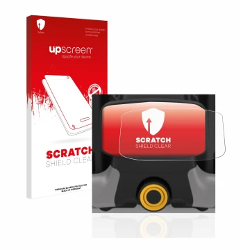 Vorderseite einer Produktverpackung mit dem Markenlogo upscreen. Daneben ist das Gerät PowaKaddy CT8 mit dem zugehörigen Displ