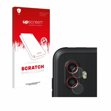 Vorderseite einer Produktverpackung mit dem Markenlogo upscreen. Daneben ist das Gerät Samsung Galaxy Xcover 6 Pro (NUR Kamera