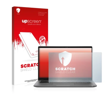 Vorderseite einer Produktverpackung mit dem Markenlogo upscreen. Daneben ist das Gerät Dell Latitude 14 7430 mit dem zugehörig