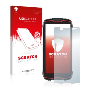 Vorderseite einer Produktverpackung mit dem Markenlogo upscreen. Daneben ist das Gerät Cubot King Kong Mini 2 Pro mit dem zuge