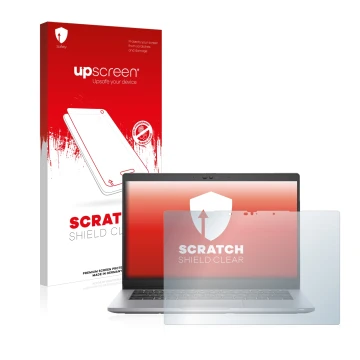 Vorderseite einer Produktverpackung mit dem Markenlogo upscreen. Daneben ist das Gerät Dell Latitude 5320 2-in-1 Touch mit dem
