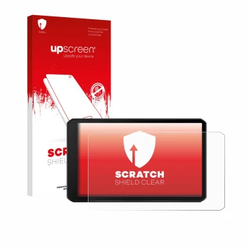 Vorderseite einer Produktverpackung mit dem Markenlogo upscreen. Daneben ist das Gerät Garmin DriveCam 76 mit dem zugehörigen 