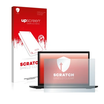 Vorderseite einer Produktverpackung mit dem Markenlogo upscreen. Daneben ist das Gerät Lenovo ThinkPad L13 Yoga Gen 3 mit dem 