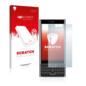 Vorderseite einer Produktverpackung mit dem Markenlogo upscreen. Daneben ist das Gerät Unihertz Titan Slim mit dem zugehörigen