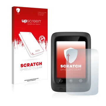 Vorderseite einer Produktverpackung mit dem Markenlogo upscreen. Daneben ist das Gerät CooSpo BC107 mit dem zugehörigen Displa