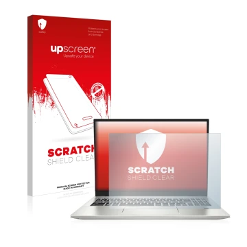 Vorderseite einer Produktverpackung mit dem Markenlogo upscreen. Daneben ist das Gerät MSI Prestige 16 mit dem zugehörigen Dis