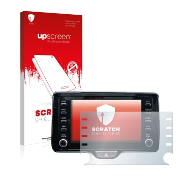 Vorderseite einer Produktverpackung mit dem Markenlogo upscreen. Daneben ist das Gerät Toyota Yaris Cross 8