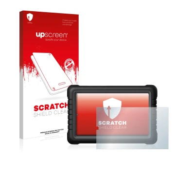 Vorderseite einer Produktverpackung mit dem Markenlogo upscreen. Daneben ist das Gerät Launch X-431 PROS V 8