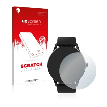 Vorderseite einer Produktverpackung mit dem Markenlogo upscreen. Daneben ist das Gerät Denver SW-173 mit dem zugehörigen Displ