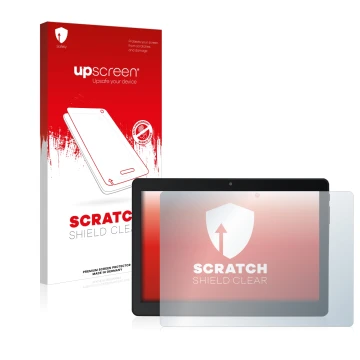 Vorderseite einer Produktverpackung mit dem Markenlogo upscreen. Daneben ist das Gerät Acepad A145 10.1