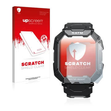 Vorderseite einer Produktverpackung mit dem Markenlogo upscreen. Daneben ist das Gerät Bengux C20 mit dem zugehörigen Displays