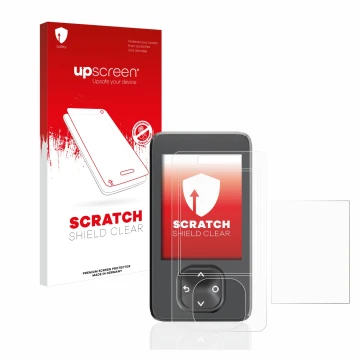 Vorderseite einer Produktverpackung mit dem Markenlogo upscreen. Daneben ist das Gerät Dexcom G7 CGM mit dem zugehörigen Displ