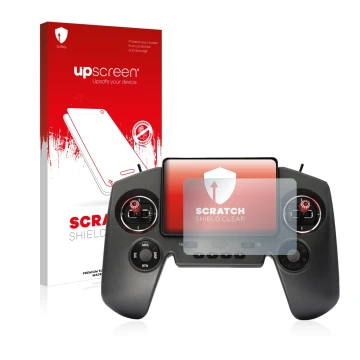 Vorderseite einer Produktverpackung mit dem Markenlogo upscreen. Daneben ist das Gerät FrSky Twin Lite mit dem zugehörigen Dis