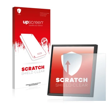 Vorderseite einer Produktverpackung mit dem Markenlogo upscreen. Daneben ist das Gerät Divoom Pixoo-64 mit dem zugehörigen Dis