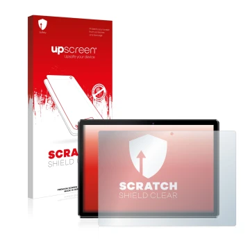 Vorderseite einer Produktverpackung mit dem Markenlogo upscreen. Daneben ist das Gerät Pritom M10 10.1