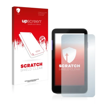 Vorderseite einer Produktverpackung mit dem Markenlogo upscreen. Daneben ist das Gerät Zettle Terminal (by Paypal) mit dem zug