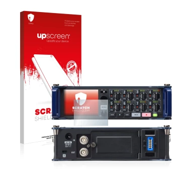 Vorderseite einer Produktverpackung mit dem Markenlogo upscreen. Daneben ist das Gerät Zoom F8 field recorder mit dem zugehöri