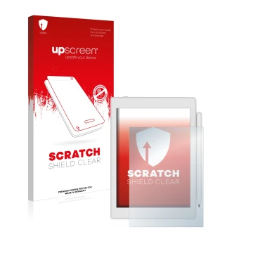 Vorderseite einer Produktverpackung mit dem Markenlogo upscreen. Daneben ist das Gerät Boox Nova Air 2 mit dem zugehörigen Dis