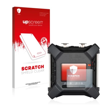 Vorderseite einer Produktverpackung mit dem Markenlogo upscreen. Daneben ist das Gerät Zoom F3 field recorder mit dem zugehöri