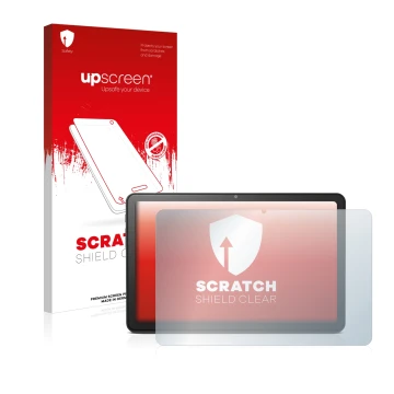 Vorderseite einer Produktverpackung mit dem Markenlogo upscreen. Daneben ist das Gerät Doro Tablet 10.4