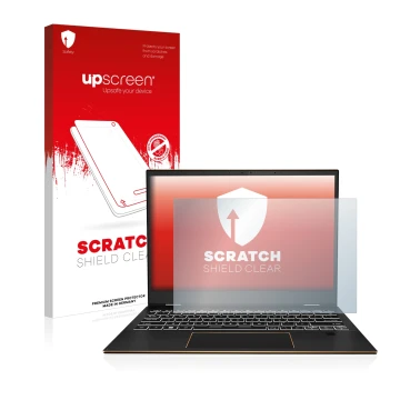 Vorderseite einer Produktverpackung mit dem Markenlogo upscreen. Daneben ist das Gerät MSI Summit E13 Flip Evo mit dem zugehör