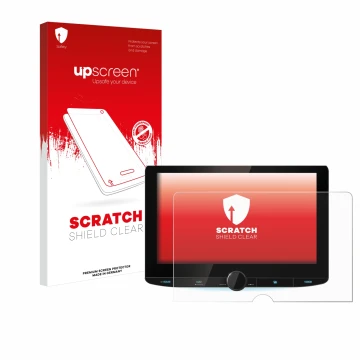 Vorderseite einer Produktverpackung mit dem Markenlogo upscreen. Daneben ist das Gerät Kenwood DNR992RVS mit dem zugehörigen D