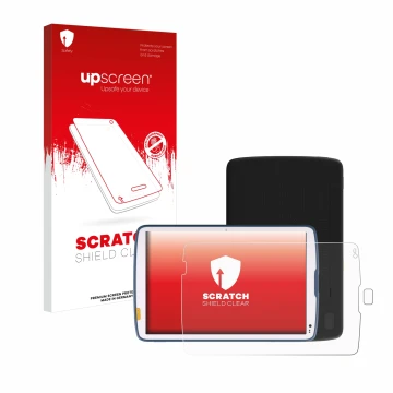Vorderseite einer Produktverpackung mit dem Markenlogo upscreen. Daneben ist das Gerät Zebra ET45 10.1