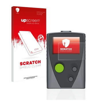 Vorderseite einer Produktverpackung mit dem Markenlogo upscreen. Daneben ist das Gerät Swissphone Boss 915 mit dem zugehörigen