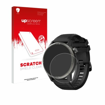 Vorderseite einer Produktverpackung mit dem Markenlogo upscreen. Daneben ist das Gerät Kiprun GPS 900 by Coros mit dem zugehör