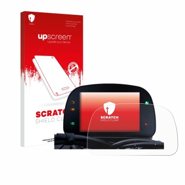 Vorderseite einer Produktverpackung mit dem Markenlogo upscreen. Daneben ist das Gerät Moto Morini Seiemmezzo TFT Display 5