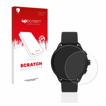 Vorderseite einer Produktverpackung mit dem Markenlogo upscreen. Daneben ist das Gerät Fossil Smartwatch Wellness (Gen 6) Hybr