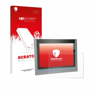 Vorderseite einer Produktverpackung mit dem Markenlogo upscreen. Daneben ist das Gerät Siemens Simatic TP1200 Comfort 12
