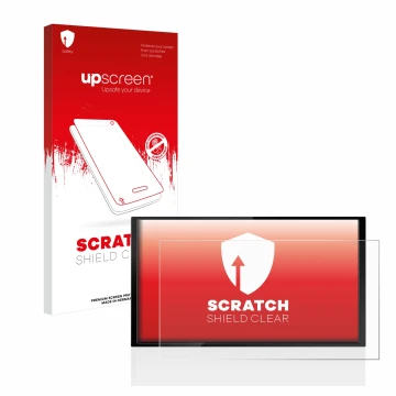 Vorderseite einer Produktverpackung mit dem Markenlogo upscreen. Daneben ist das Gerät Kenwood DMX 7722DABS mit dem zugehörige